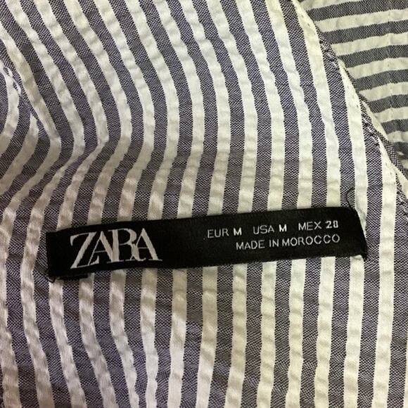 Zara Womens Blue Striped V-Neck Sleeveless Drawstring One-Piece Jumpsuit Sz M - Picture 5 of 6